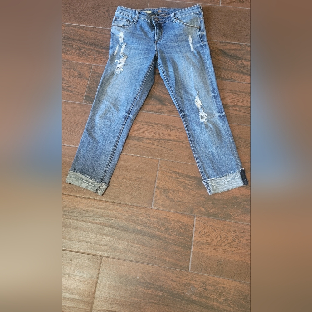 Kut from the Kloth Distressed Boyfriend Jeans in Blue